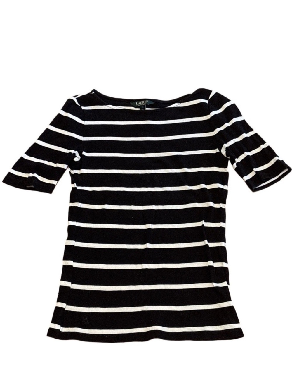 Striped Boatneck Top Lauren Ralph Lauren Size M